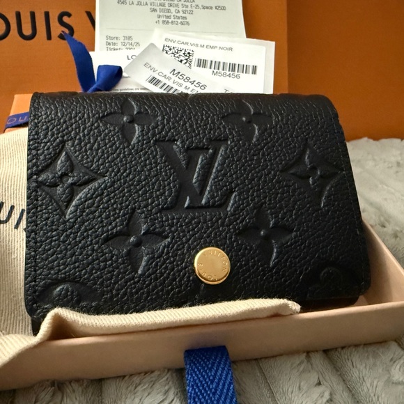 Authentic Louis Vuitton Envelope Card Holder Black Empreinte Leather - Picture 3 of 10